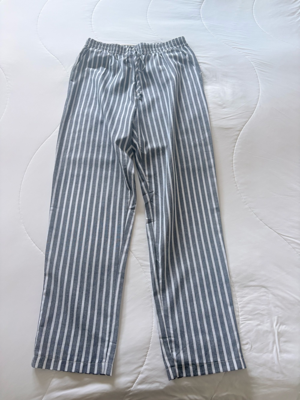 Striped Straight-Leg Pants - blue/White
